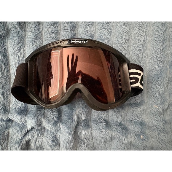 Scott Ski Snowboard Goggles Black Frame Mirrored Lens Adjustable Strap - Picture 1 of 3